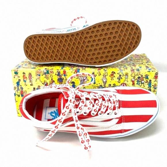 💖MEGA SALE💖VANS x Where's Waldo Red White Old VN0A3WKT3UV Women's Low Skool - Picture 2 of 15